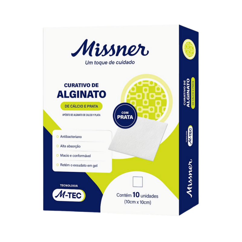 CURATIVO ALGINATO DE CALCIO E PRATA 10cm x 10cm - MISSNER CURATIVO ALGINATO DE CALCIO E PRATA 10cm x 10cm - MISSNER