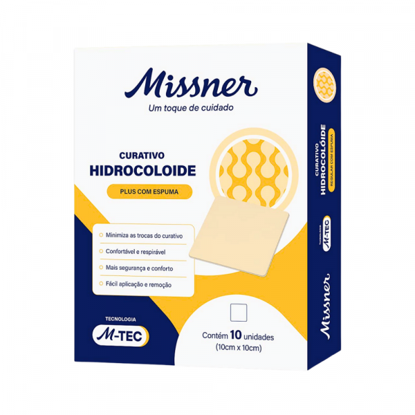 CURATIVO HIDROCOLOIDE COM ESPUMA 10cm x 10cm - MISSNER