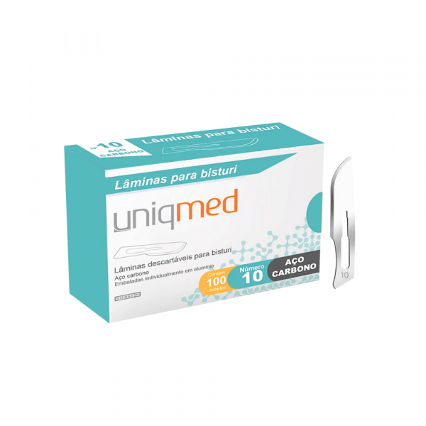 LÂMINA BISTURI N. 10 CARBONO - UNIQMED LÂMINA BISTURI N. 10 CARBONO - UNIQMED