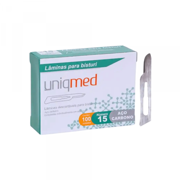 LÂMINA BISTURI N. 15 CARBONO - UNIQMED LÂMINA BISTURI N. 15 CARBONO - UNIQMED