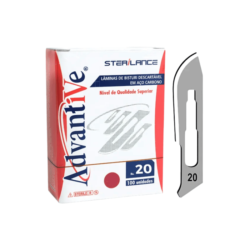 LÂMINA BISTURI N. 20 CARBONO - ADVANTIVE LÂMINA BISTURI N. 20 CARBONO - ADVANTIVE