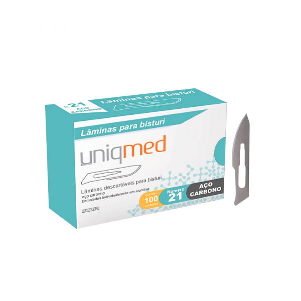 LÂMINA BISTURI N. 21 CARBONO - UNIQMED LÂMINA BISTURI N. 21 CARBONO - UNIQMED