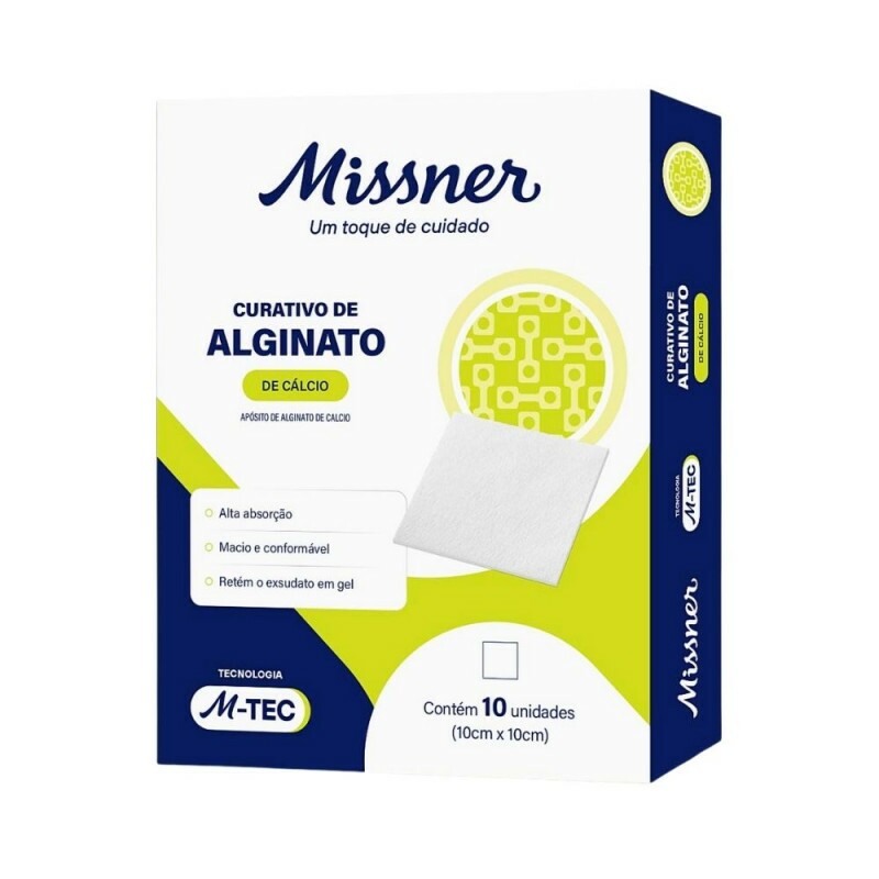 CURATIVO ALGINATO DE CALCIO 10cm x 10cm - MISSNER CURATIVO ALGINATO DE CALCIO 10cm x 10cm - MISSNER