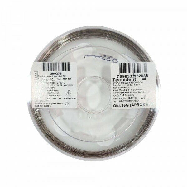 FIO DE AÇO EM ROLO DURO ELASTICO 0,35MM 14' - TECNIDENT