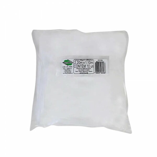 LENÇOL ELASTÁSTICO BRANCO 20g 220cm x 110cm COM 10un. - PROTDESC LENÇOL ELASTÁSTICO BRANCO 20g 220cm x 110cm COM 10un. - PROTDESC
